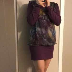 Yest Purple Stretchy Long Sleeve Dress Women's Size 8